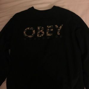 Obey black crewneck floral